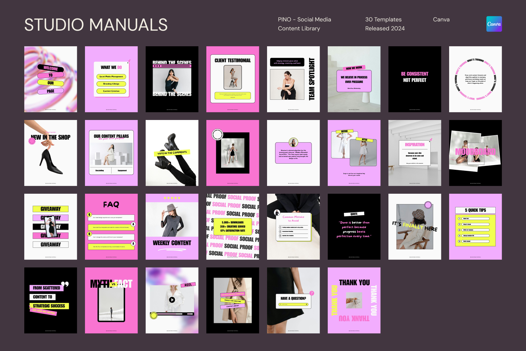PINO – Social Media Content Library Templates for Canva